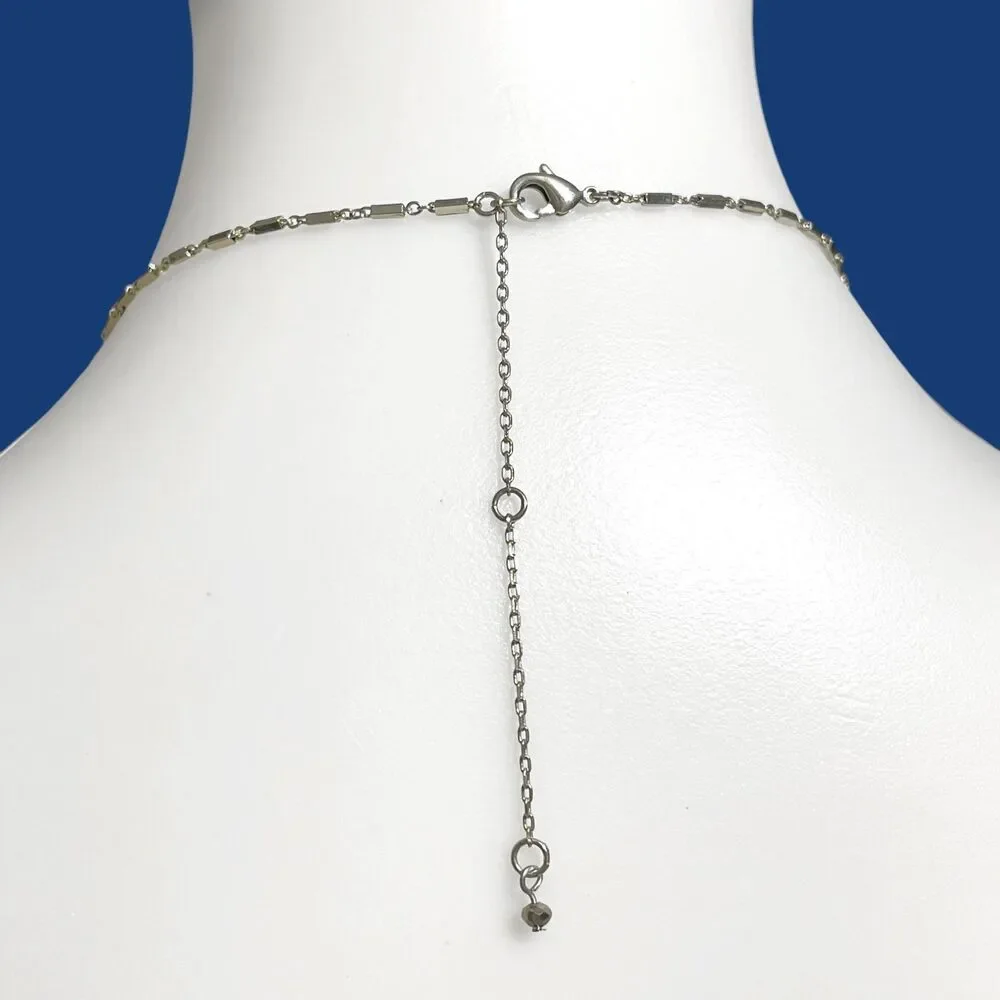 Layered Necklace Faceted Glass Linked Beads Silver Tone Feminine Boho Jewelry